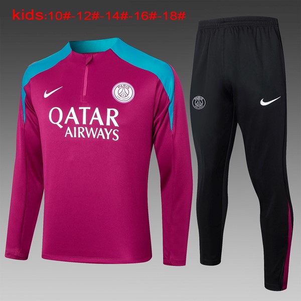 Niños Sudadera De Training PSG 2024-2025 Purpura Rojo 3